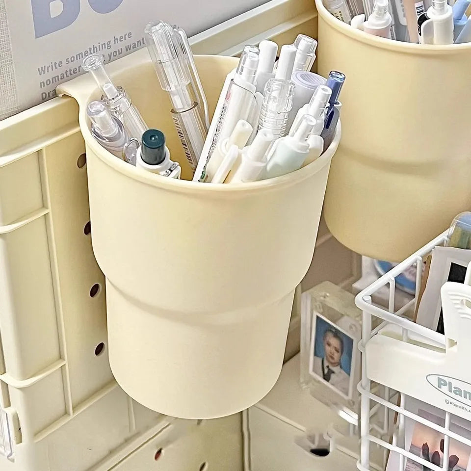 Plastic Hanging Pen Pencil Holder Portable Stationery Organizer Large Capacity Storage Box Multifunctional Hangable Cup Holder