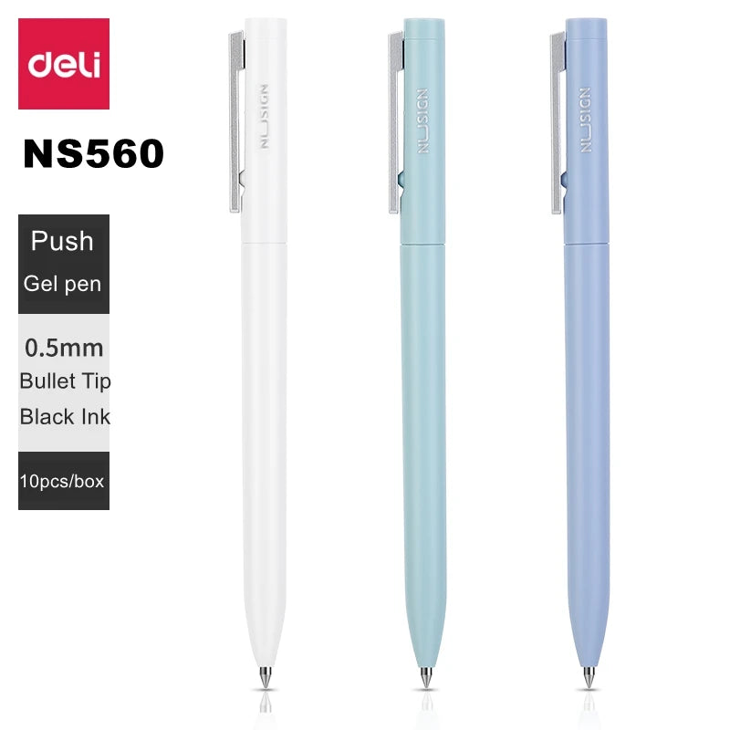 Deli Nusign NS560 Twist Gel Pen 0.5mm Bullet Tip Colorful Neutral Sign Pens Rotary Switch Ultra Smooth Writing Stationery