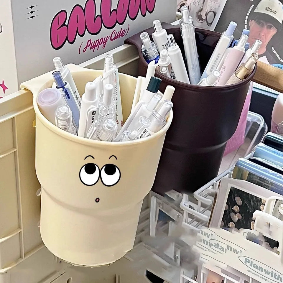Plastic Hanging Pen Pencil Holder Portable Stationery Organizer Large Capacity Storage Box Multifunctional Hangable Cup Holder
