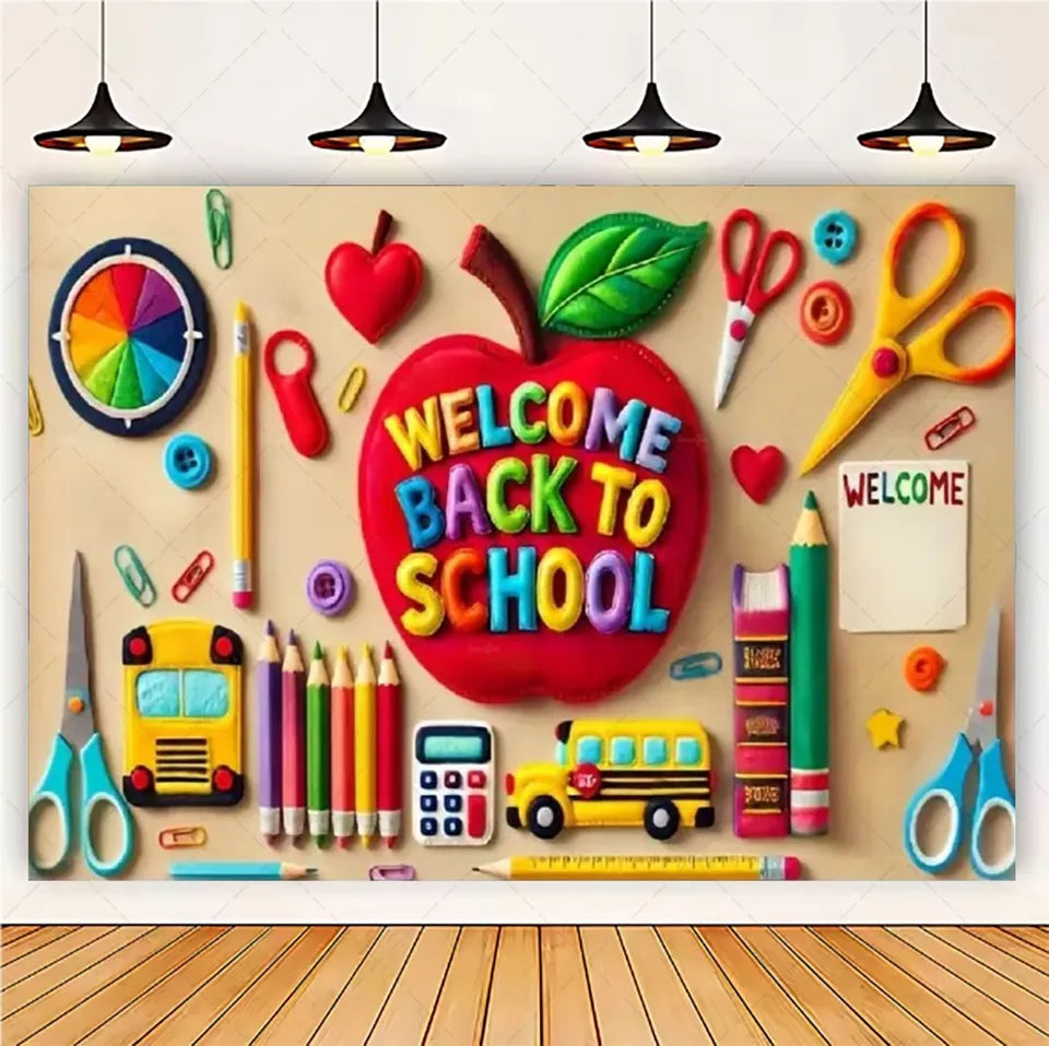 Welcome Back To School Blackboard Pencil Theme Party Banner Background, Back To School, Home Decoration Photography Background