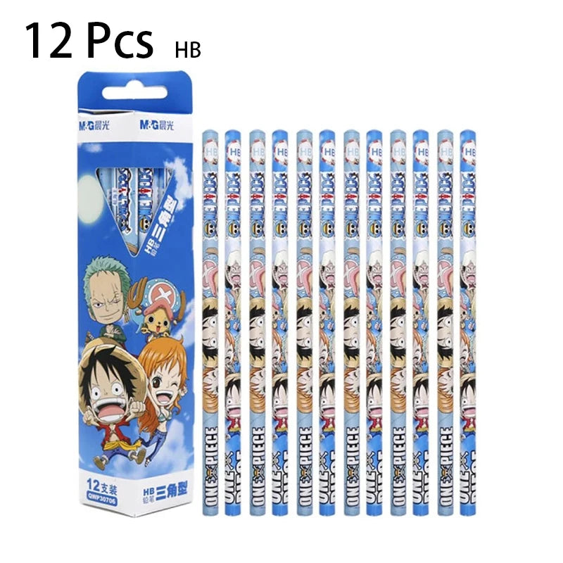 12pcs Wooden Pencil HB Painting Sketch Stationery Animation Appearance Office Learning Stationery Supplies Triangle Appearance