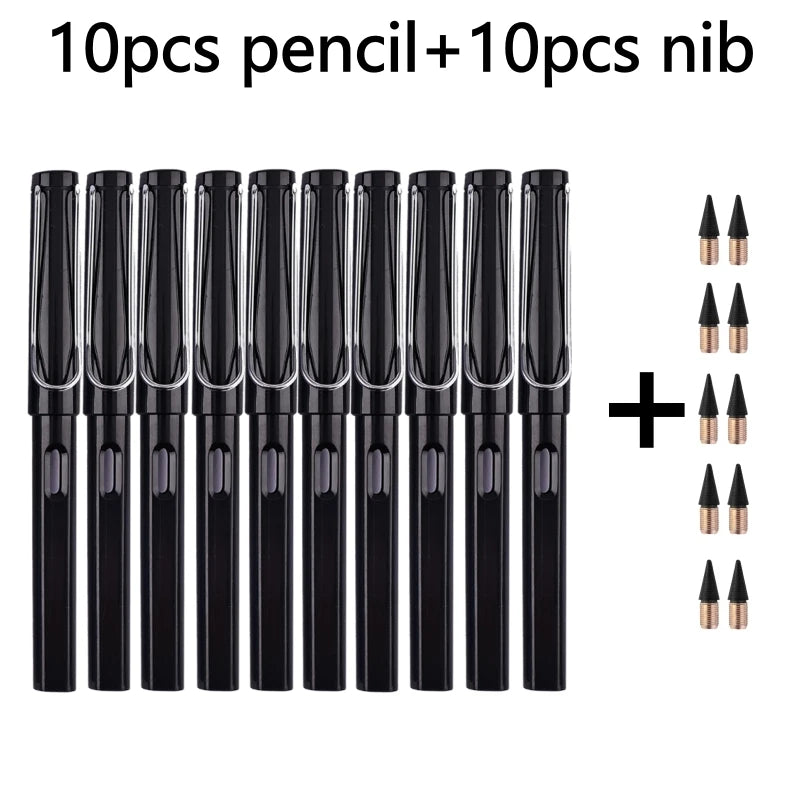 10Pcs Unlimited Eternal new Pencil No Ink write fountain Pen Pencil for Writing Art Sketch Painting Kids Gifts kawaii stationery