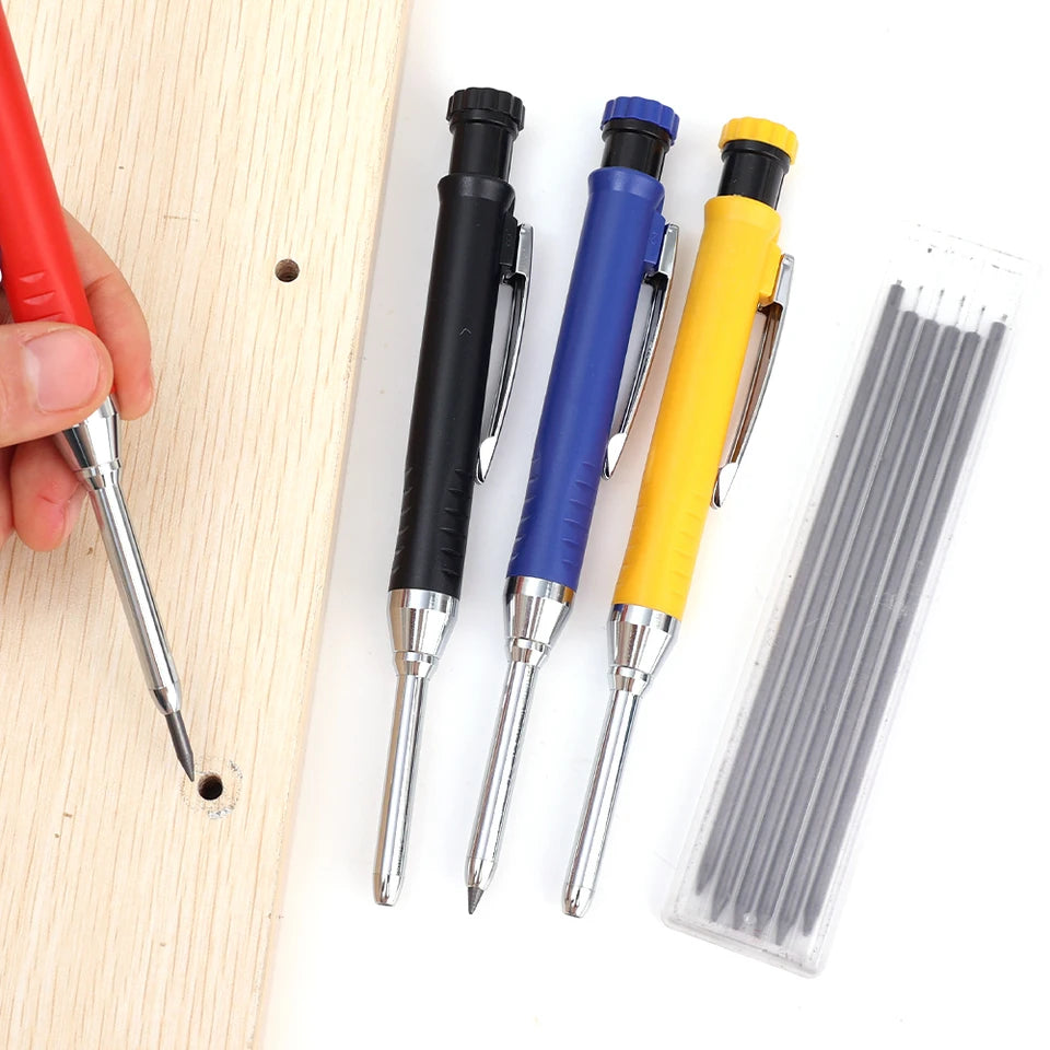 1-4Pack 2.8mm Solid Carpenter Mechanical Pencil with Sharpener Woodworking Construction Long Head Carpenter Pencil Stationary