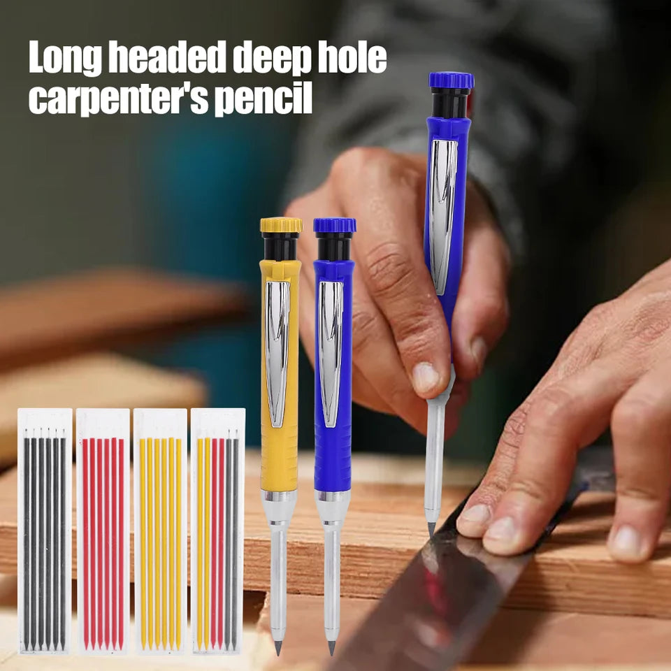 1-4Pack 2.8mm Solid Carpenter Mechanical Pencil with Sharpener Woodworking Construction Long Head Carpenter Pencil Stationary