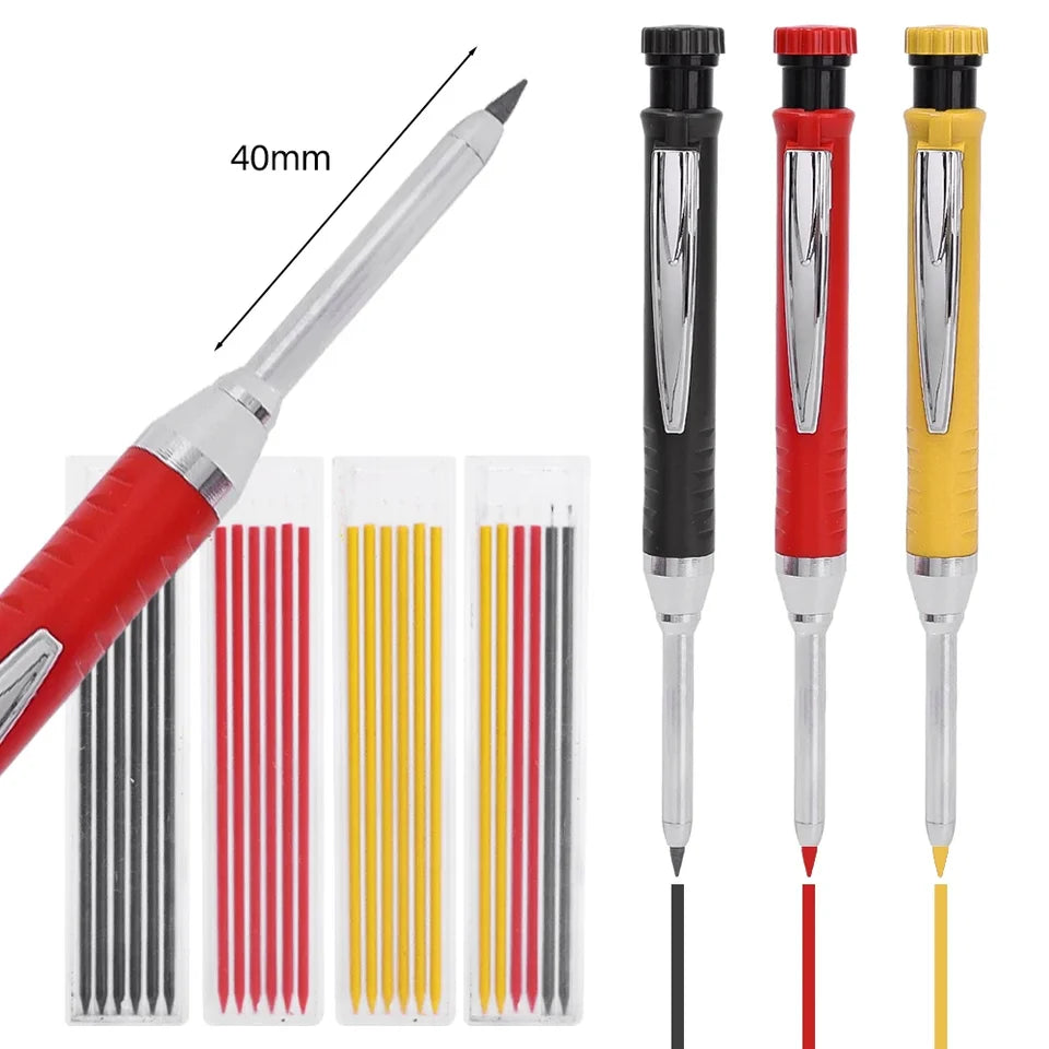 1-4Pack 2.8mm Solid Carpenter Mechanical Pencil with Sharpener Woodworking Construction Long Head Carpenter Pencil Stationary