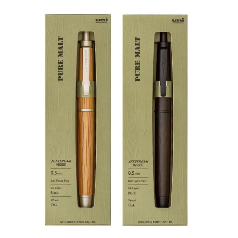 Japan Uni Jetstream 4 In 1 Wooden Sign Pen Oak SXN-PM Premium Ballpoint Pen, Ball Pen, Medium Oil Pen for Office School Supplies
