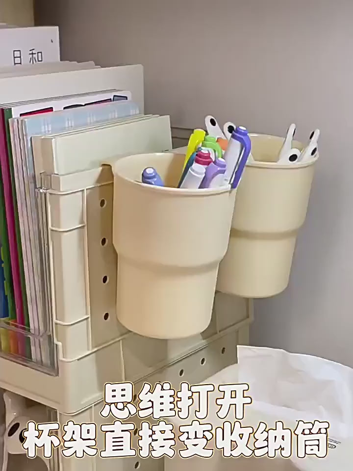 Plastic Hanging Pen Pencil Holder Portable Stationery Organizer Large Capacity Storage Box Multifunctional Hangable Cup Holder