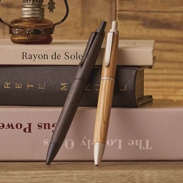 Japan Uni Jetstream 4 In 1 Wooden Sign Pen Oak SXN-PM Premium Ballpoint Pen, Ball Pen, Medium Oil Pen for Office School Supplies